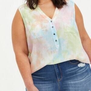 TORRID Pastel Tie Dye Harper Sleeveless Sleeveless Top Sz 0